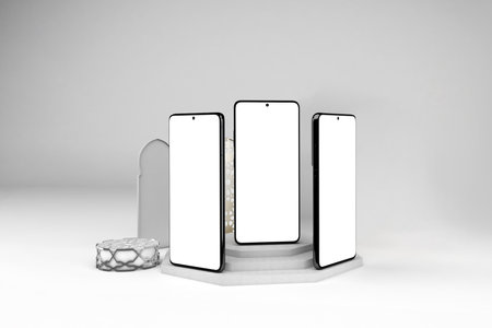 Arabic Mobiles Front Side In White Backgroundの写真素材