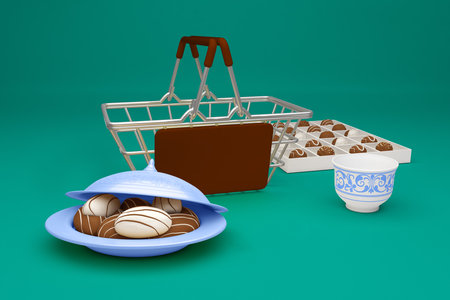 Eid Shopping Basket Left Sideの写真素材