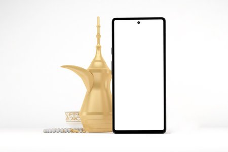 Eid Mobile Screen Front Side In White Backgroundの写真素材
