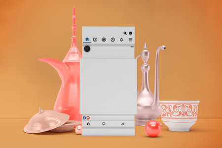 Eid Social Media Post With Coffee Pot Front Sideの写真素材