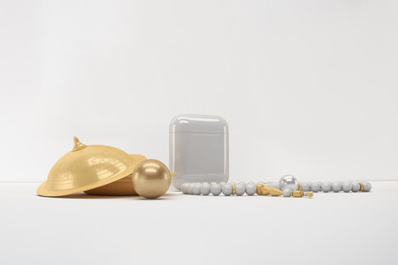 Eid Pods with Coffee Cups Front Side View In White Backgroundの写真素材