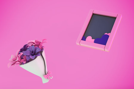 Flower Bouquet and Frame Perspective Side