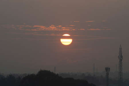 Sunrise in the sky with natural landscapeの写真素材