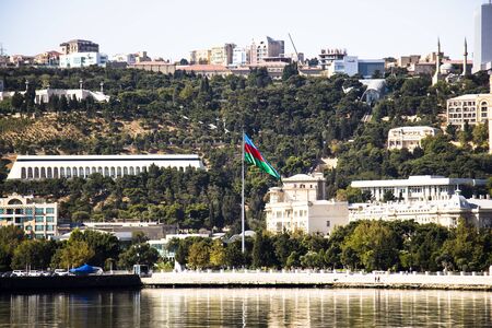 Flag of Azerbaijan on the central boulevardの写真素材