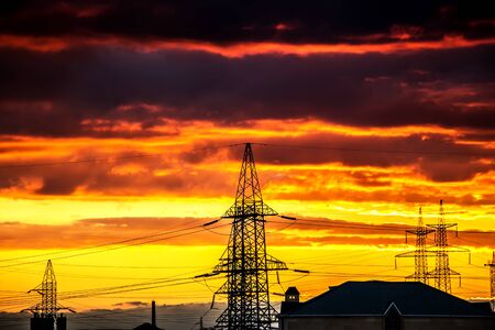Sunrise in the early morning over the villageの写真素材