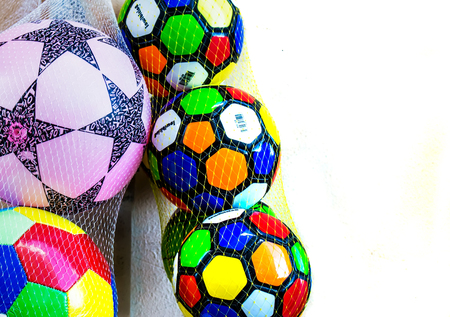 Beach ball isolated on a white backgroundの写真素材
