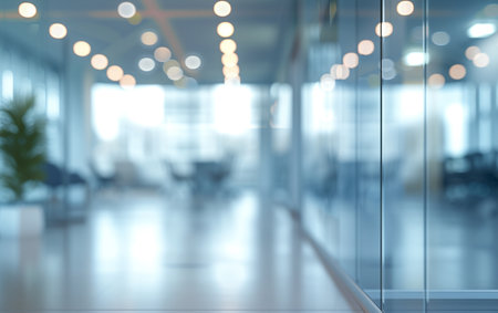 Blurred image of modern office interior with bokeh background.の素材