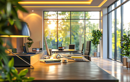 Interior of a modern office. 3d rendering mock up imageの素材