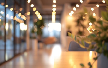 Blurred interior of restaurant with bokeh lights, space for textの素材