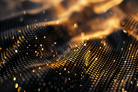 3d rendering of abstract digital particles. Futuristic wave with depth of field and bokeh.の素材