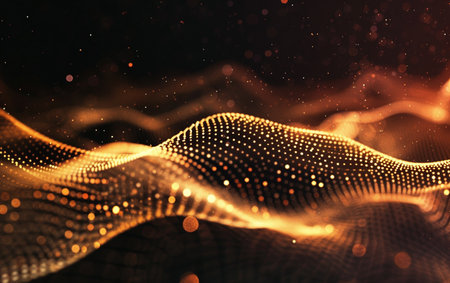 Data technology abstract futuristic illustration. Low poly shape with connecting dots and lines on dark background. 3D rendering. Big data visualization.の素材