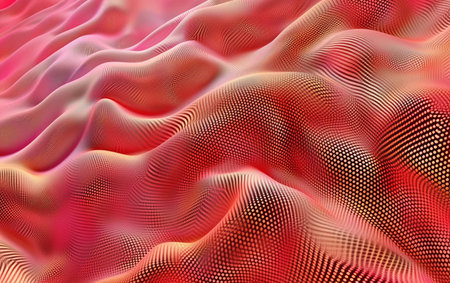 Abstract wavy background with dots. 3d rendering, 3d illustration.の素材