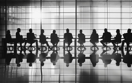 Business People Meeting Seminar Conference Discussion Teamwork Concept Black and Whiteの素材