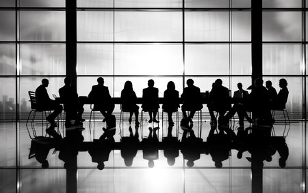 Business People Meeting Seminar Conference Discussion Corporate Concept. Silhouetteの素材