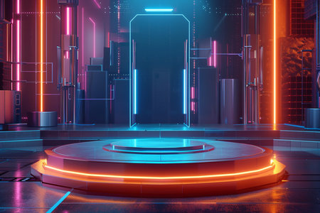 Futuristic Sci-Fi Background. 3D Rendering.の素材
