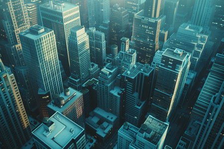 Modern cityscape with skyscrapers and buildings. 3D Renderingの素材