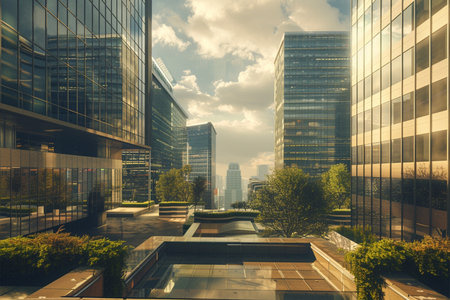 Modern office building in London, UK. Business and financial concept.の素材
