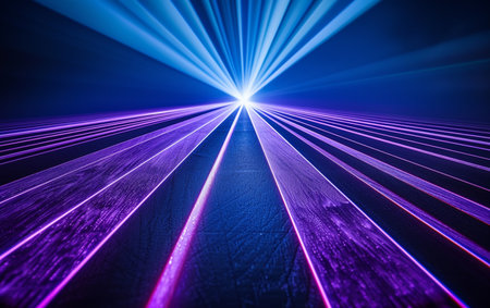 Futuristic abstract background with glowing lines and rays. 3d renderingの素材