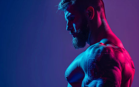 Portrait of a handsome male bodybuilder posing in the studio.の素材