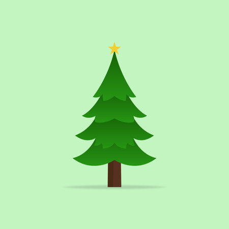 Christmas tree icon isolated on green background. Vector illustration.のイラスト素材