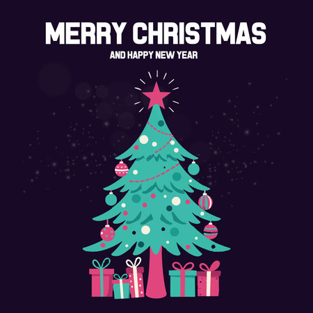 Merry Christmas and Happy New Year Greeting Card. Vector illustrationのイラスト素材