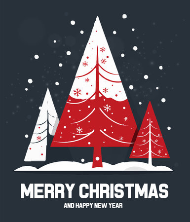 Merry Christmas and Happy New Year greeting card. Vector illustration.のイラスト素材
