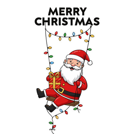 Merry Christmas and Happy New Year greeting card with Santa Claus. Vector illustration.のイラスト素材