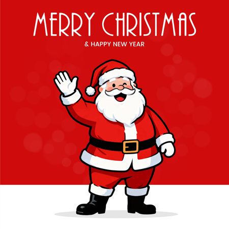 Merry Christmas and Happy New Year greeting card with Santa Claus.のイラスト素材