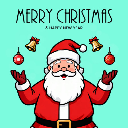 Merry Christmas and Happy New Year greeting card with Santa Claus. Vector illustrationのイラスト素材