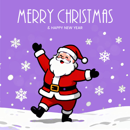 Merry Christmas and Happy New Year Greeting Card with Santa Clausのイラスト素材