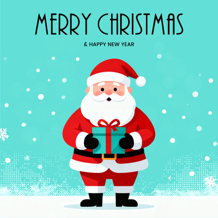 Merry Christmas and Happy New Year greeting card with Santa Claus. Vector illustrationのイラスト素材