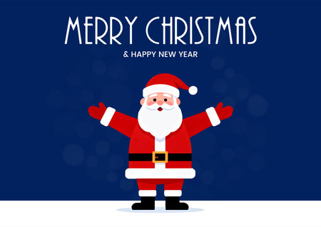 Merry Christmas and Happy New Year greeting card with Santa Claus. Vector illustrationのイラスト素材