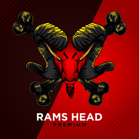 Colorful vintage scary cruel ram headのイラスト素材