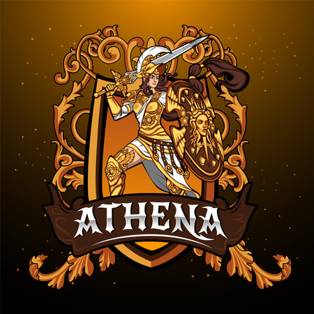 Athena goddess Esport mascot logo design, Illustrationのイラスト素材