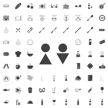 WC Toilet door plate icon set. Men and women WC sign for restroom. black icon on the white background restaurant cafe set Flat vector illustrationのイラスト素材