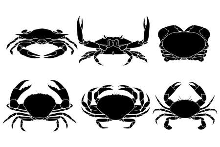 hand drawn silhouette of crabのイラスト素材