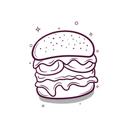 hand drawn cheeseburger vector illustrationのイラスト素材