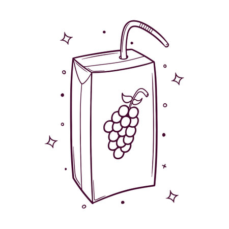 hand drawn grape juice box vector illustrationのイラスト素材