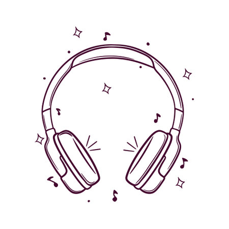hand drawn headphone vector illustrationのイラスト素材
