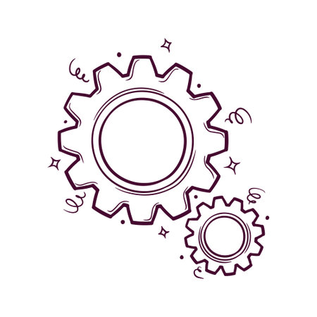 hand drawn gears vector illustrationのイラスト素材
