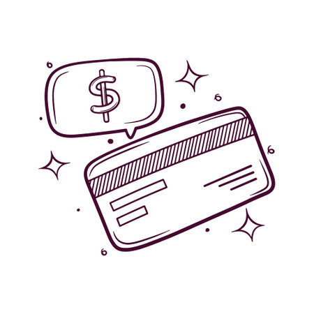 Credit Card with Money Bubble. Financial Transaction Concept. Hand Drawn Vector Illustrationのイラスト素材