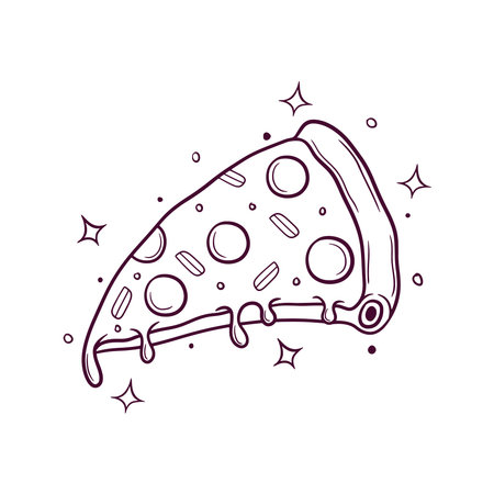 hand drawn slice of pizza vector illustrationのイラスト素材