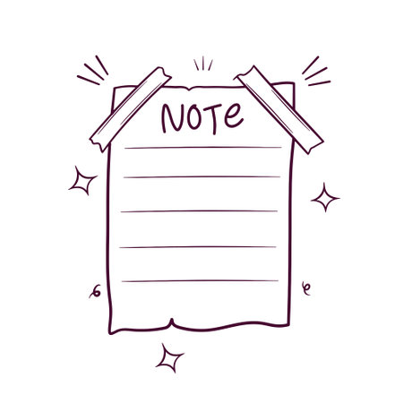 Sticky note paper. Hand drawn icon. Hand Drawn Vector Illustrationのイラスト素材