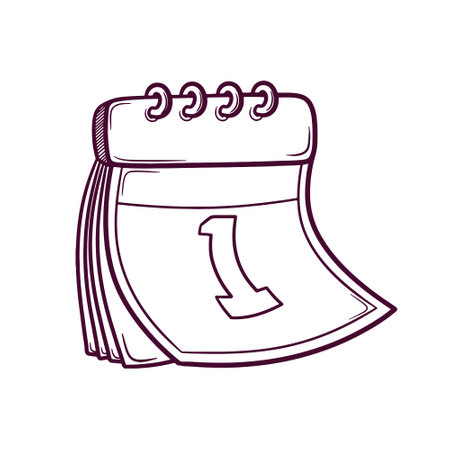 hand drawn daily calendar doodle illustrationのイラスト素材