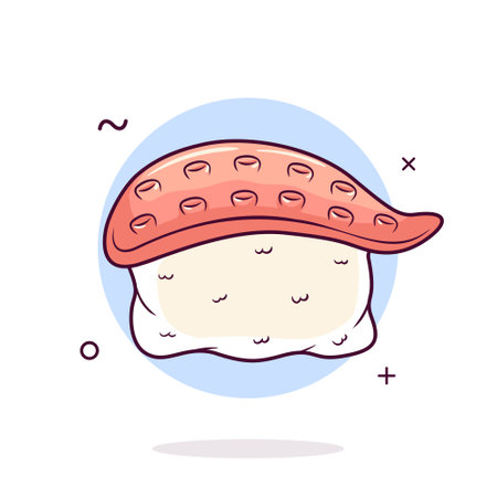 Octopus Sushi Roll Icon. Cute Vector Illustrationのイラスト素材