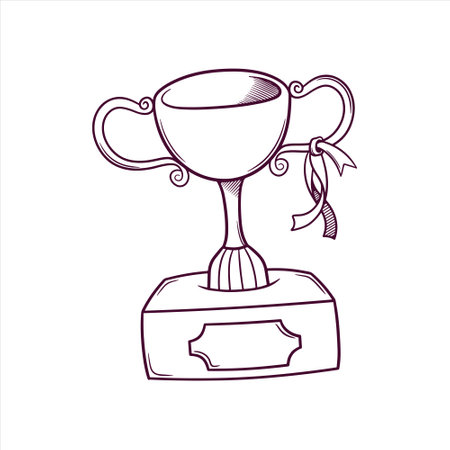 hand drawn trophy doodle illustrationのイラスト素材