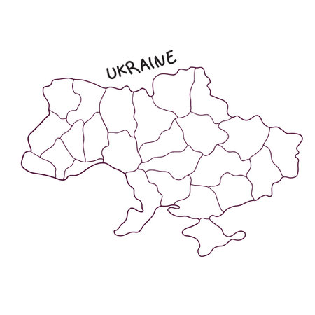 hand drawn doodle map of Ukraineのイラスト素材