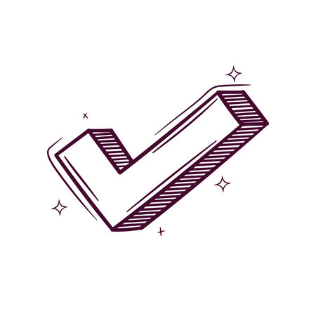 Hand Drawn Check Mark. Doodle Vector Sketch Illustrationのイラスト素材