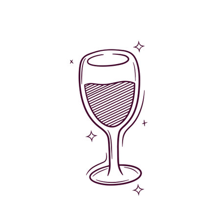 Hand Drawn Wine Glass. Doodle Vector Sketch Illustrationのイラスト素材
