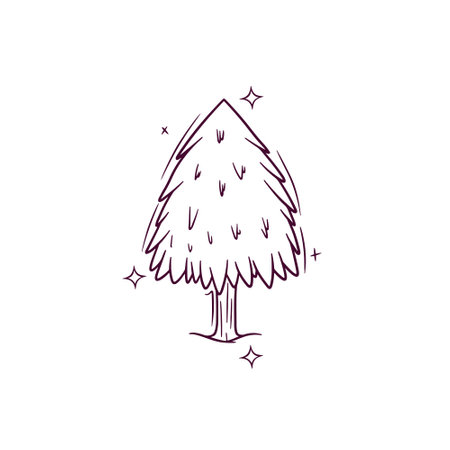 Hand Drawn Pine Tree. Doodle Vector Sketch Illustrationのイラスト素材
